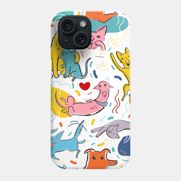 Best Buddies Cats and Dogs Phone Case by machmigo