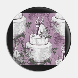 Wedding Cake Toile: Purple Pin