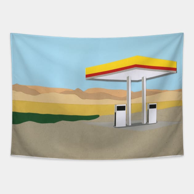 Gas Station Death Valley Tapestry by Rosi Feist