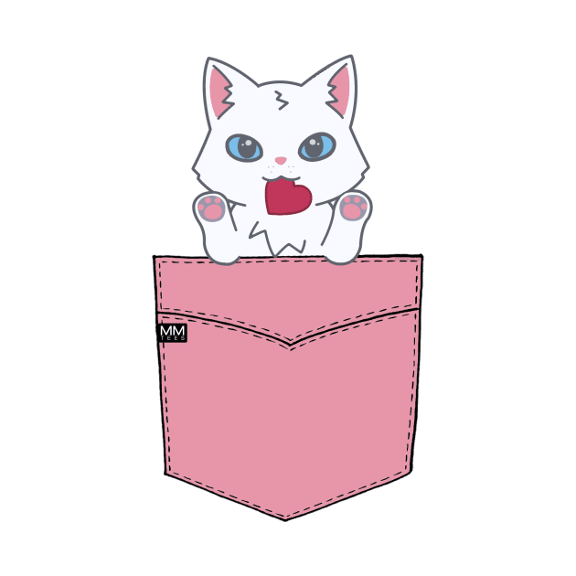 Heart Kitty Cat Pouchie Shirt - In Pocket by MMTees