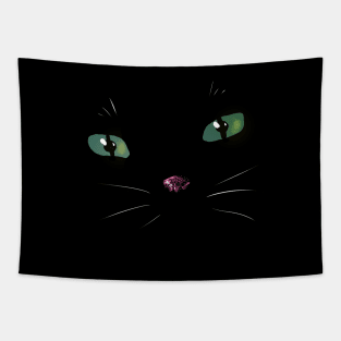 Cat Face Green Eyes Tapestry