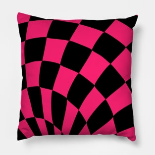 Pink and Black Checkers Pillow