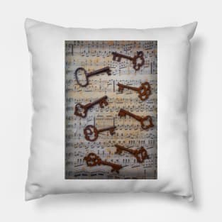 Skeleton Keys With Sheet Music Pillow