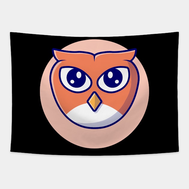 Cute Owl Cartoon Vector Icon Illustration (2) Tapestry by Catalyst Labs