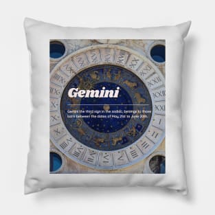 Gemini Zodiac Roman Numeral Print Pillow