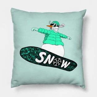 snowman on the board (mint) Pillow