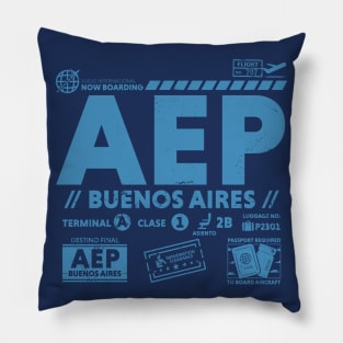 Vintage Buenos Aires AEP Airport Code Travel Day Retro Travel Tag Pillow