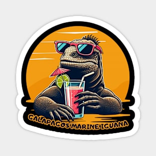 Galapagos iguana retro vintage sunset Magnet