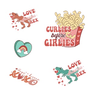 Retro Cute Valentine Stickers Pack T-Shirt