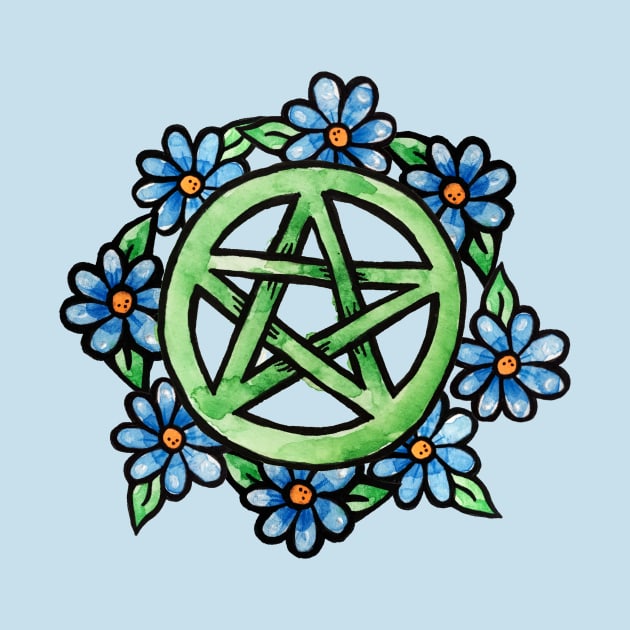 Pagan Floral Pentagram by bubbsnugg