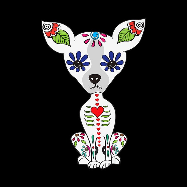 Chihuahua Skull Floral Skeleton by SkullGrungeSHOP