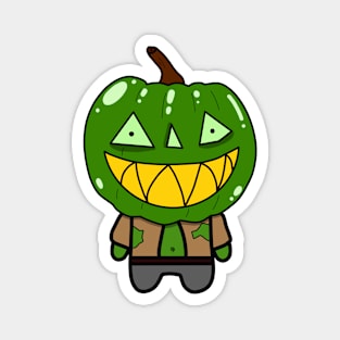 Green Zombie Pumpkin Man of Halloween Magnet