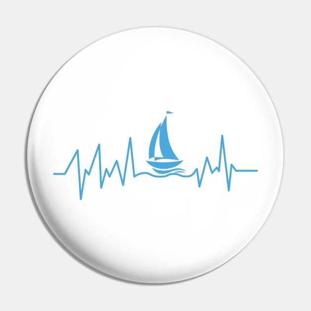 Heartbeat Boating Funny Boat Lover Dad Gift Pin by macshoptee