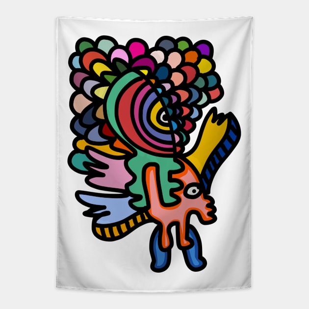 Rainbow Graffiti Art Cool Creature Tapestry by signorino