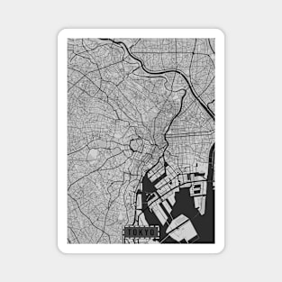 Black and white map of Tokyo (inverted) Magnet