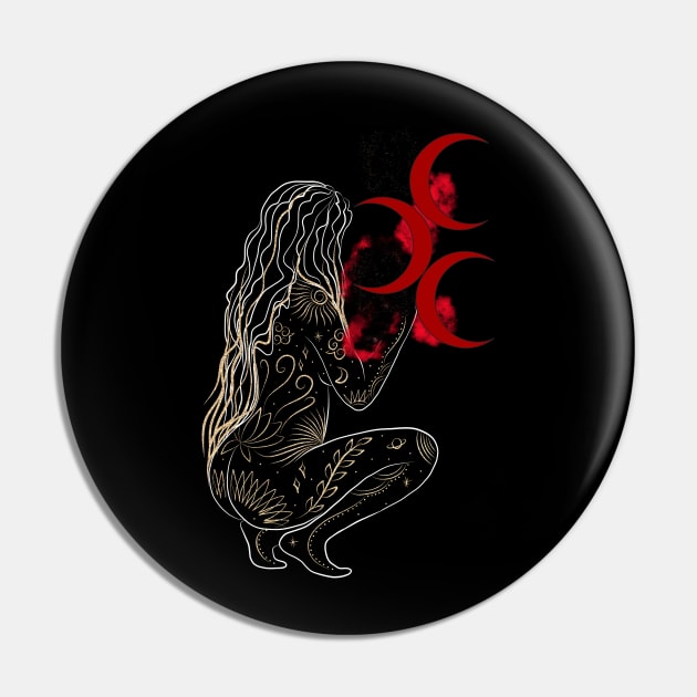 Wicca Wiccan Moon Magic Pin by LadiesGoldenSpiral