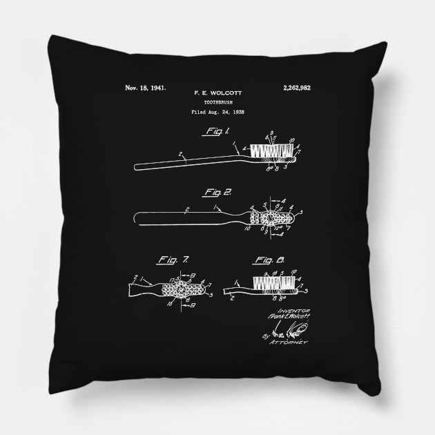 Toothbrush Patent - Bathroom Art - Black Chalkboard Pillow by patentpress