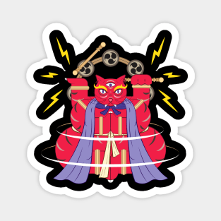 Bakeneko with Raijin drums Magnet