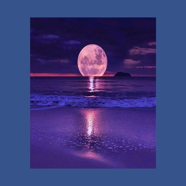 Moon At Night Winter Beach Sunset Ocean Beach Sunset by YassShop