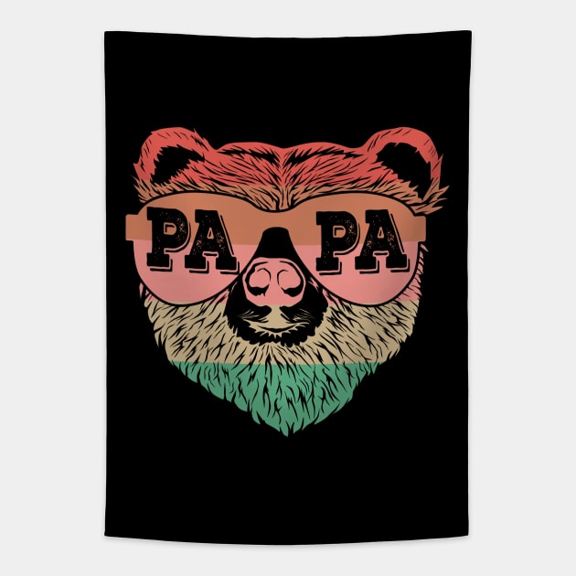 Retro Papa Bear New Dad Father's Day Daddy Birthday Family Tapestry by SilverLake