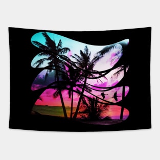 sunset beach In the 80s vintage style Tapestry