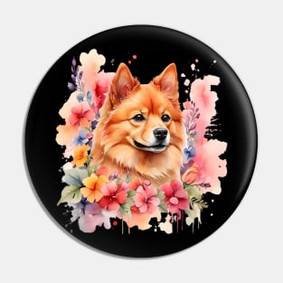 A finish spitz decorated with beautiful watercolor flowers Pin