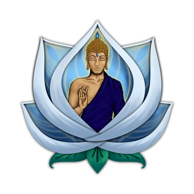 Buddha inside blue Lotus Flower by MandalaSoul