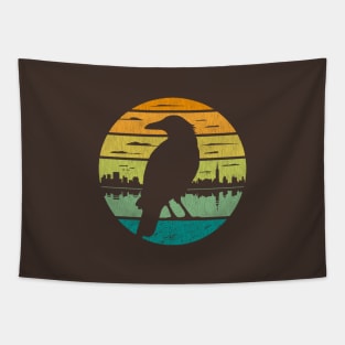 Crow Retro City River Scene Tapestry