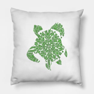 Green Mandala Turtle Pillow