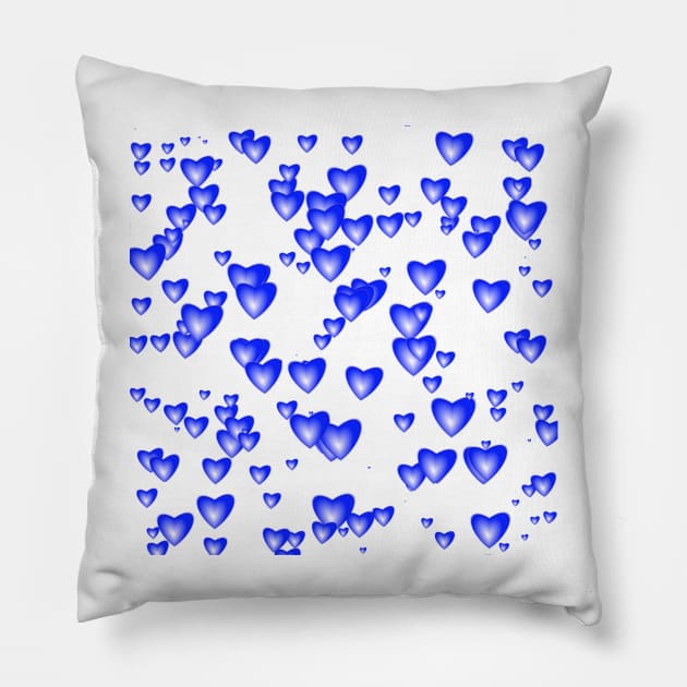 Little Royal Blue Valentine Hearts Pillow by SeaChangeDesign