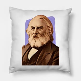 American Poet Henry Wadsworth Longfellow illustration Pillow