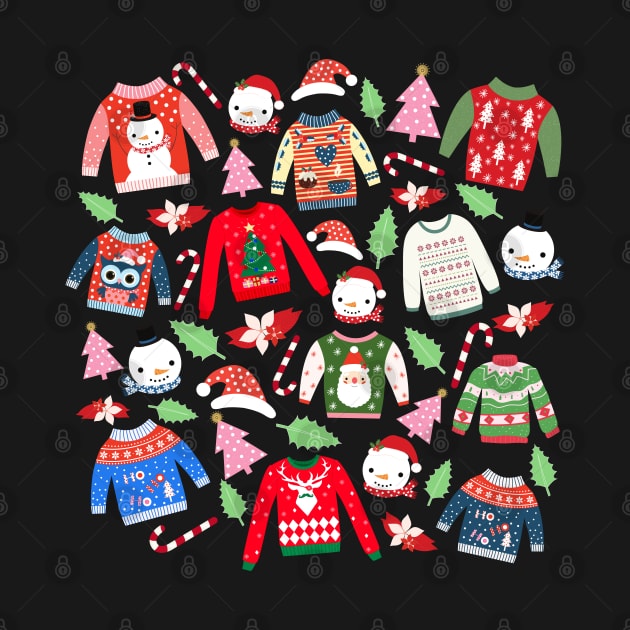 Christmas Sweaters_Green Background by leBoosh-Designs