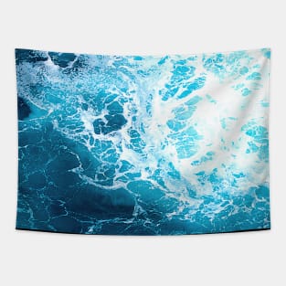 Blue Ocean Waves Tapestry