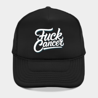 funny fuck ovarian cancer teal ribbon gift cancer survivor Hat