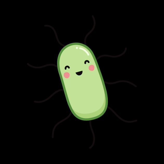 Cute E. coli bacteria sticker - kawaii microbe by happilyprinted