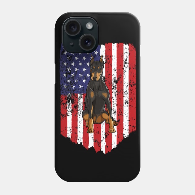 American Flag Doberman Pinscher 4Th Of July Usa Phone Case by eldridgejacqueline