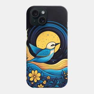 Bird of Freedom: Ukraine Blue and Yellow Starry Moon Night Phone Case