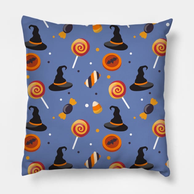 Witch Hat Candy Corn Halloween Fun Cute Spooky Pillow by OfficialTeeDreams
