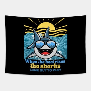 Funny Shark Summer Tapestry