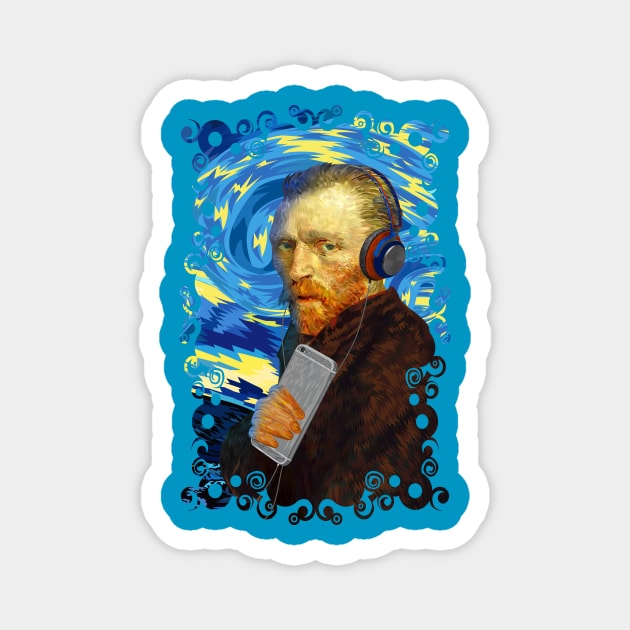 DJ Van Gogh Starry night Abstract Painting Magnet by Dezigner007