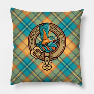 Kingfisher Crest over Tartan Pillow
