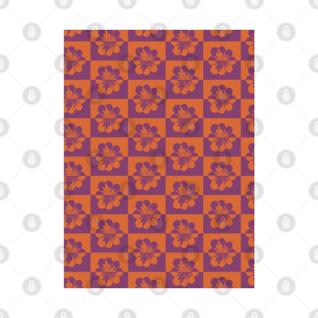 Retro Floral Pattern - Purple Orange by Colorable