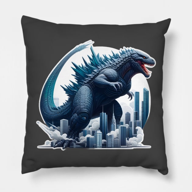 Godzilla and the City Pillow by Impressionado