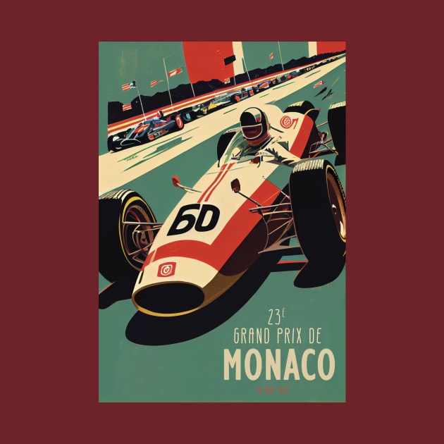 1965 Monaco Grand Prix Racing Travel Poster by GreenMary Design