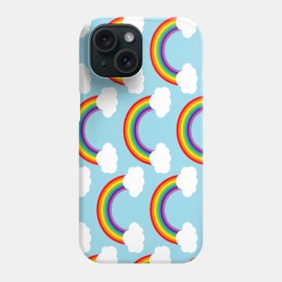 Rainbows and little white puffy clouds Phone Case