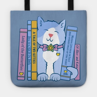 Kitten with Books Cute Cat with Literature Tote