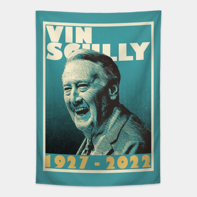 Retro Vin Scully Tapestry by mia_me