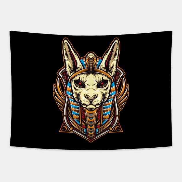 Cat Anubis Tapestry by InksyndromeArtwork