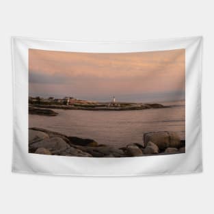 Peggy's Cove lighthouse at sunset Tapestry