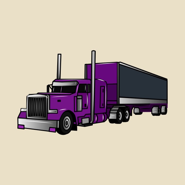 Semi-trailer truck cartoon illustration by Miss Cartoon